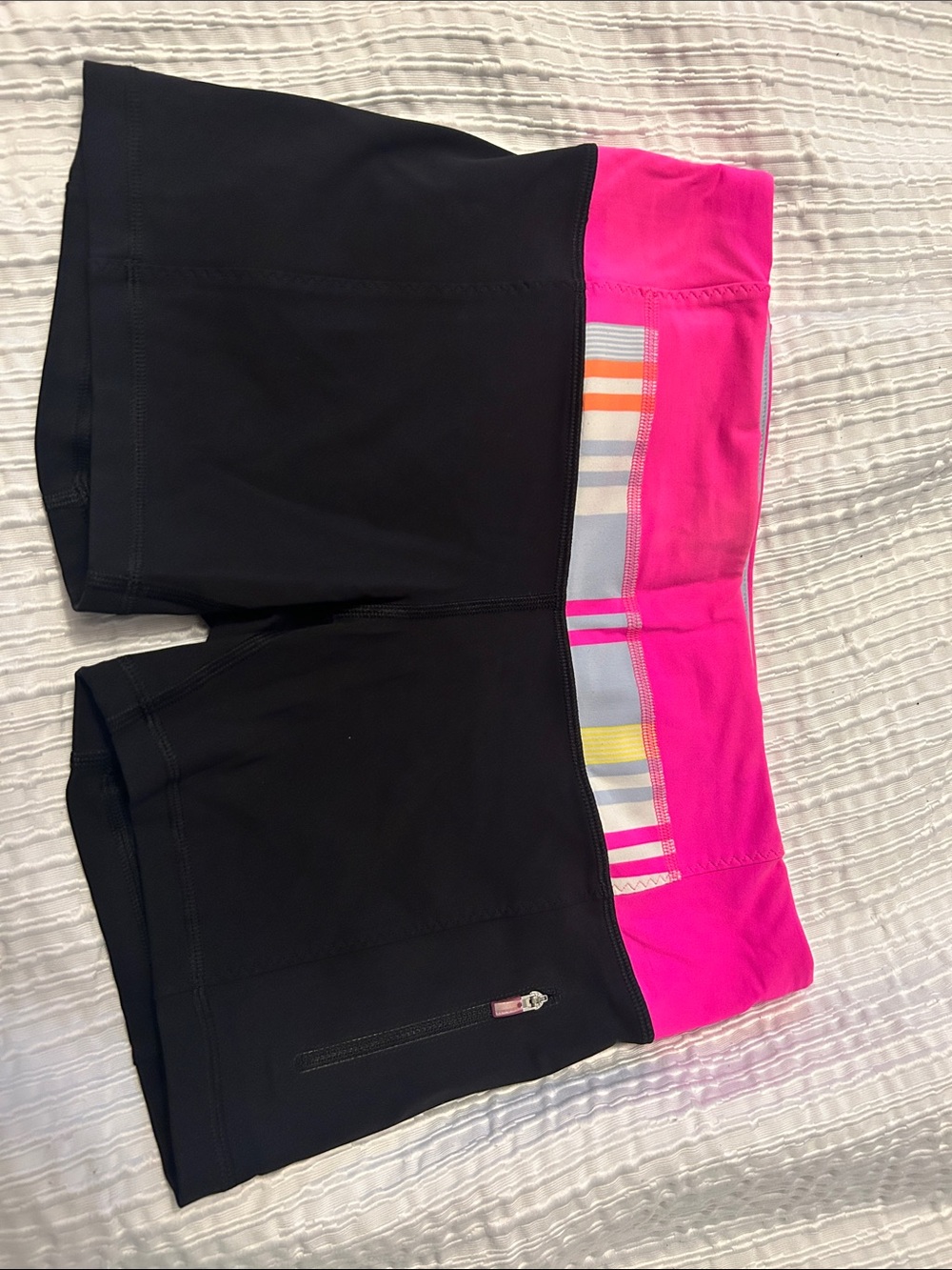 lululemon athletica Black Shorts with Hot Pink Striped Waistband